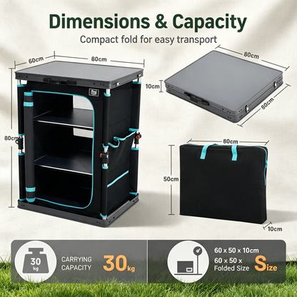 Folding Camping Storage Cabinet with Multi‑Tier Shelves