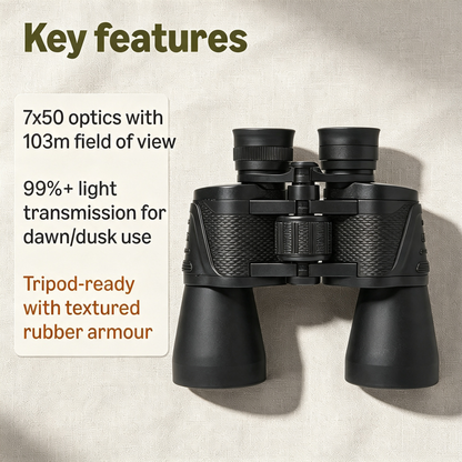7x50 Binoculars for Bird Watching and Outdoor Sightseeing
