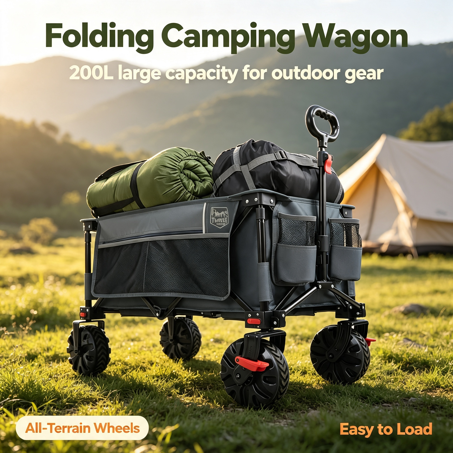 Folding Heavy‑Duty Camping Wagon with All‑Terrain Wheels