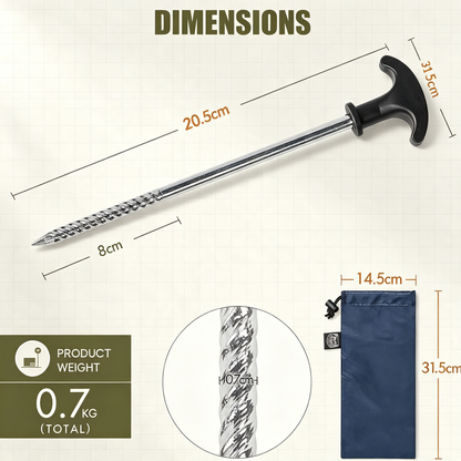 Heavy Duty Metal Tent Stakes with T‑Handle for Outdoor Camping