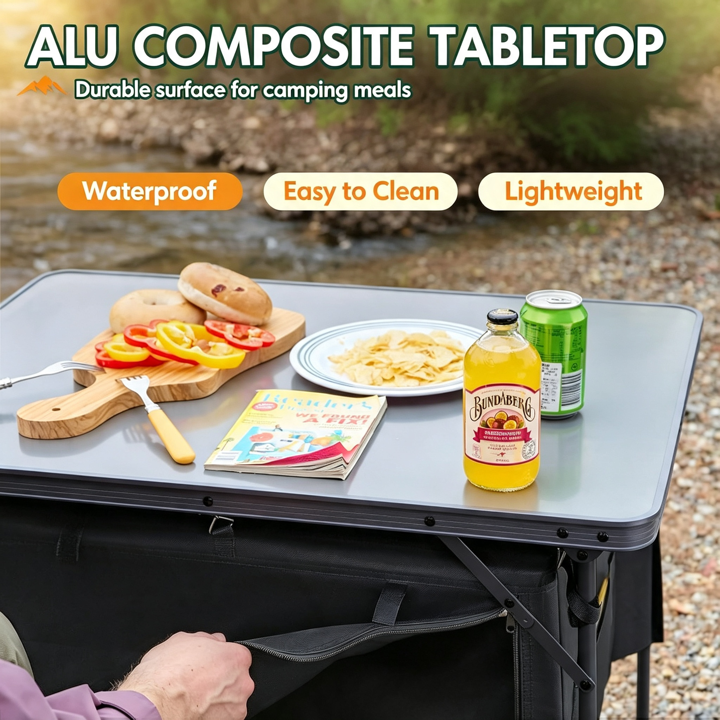 Folding Camping Table with Large Under‑Table Storage Organizer