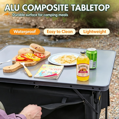 Folding Camping Table with Large Under‑Table Storage Organizer