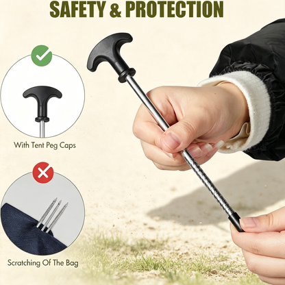 Heavy Duty Metal Tent Stakes with T‑Handle for Outdoor Camping