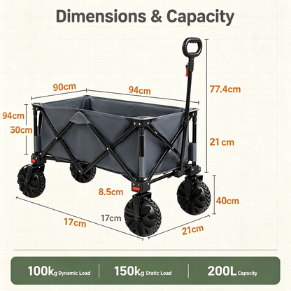 Folding Heavy‑Duty Camping Wagon with All‑Terrain Wheels