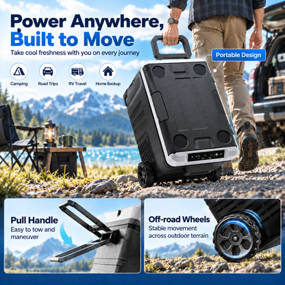 53QT 12V Portable Car Refrigerator – Dual Zone Fridge & Freezer